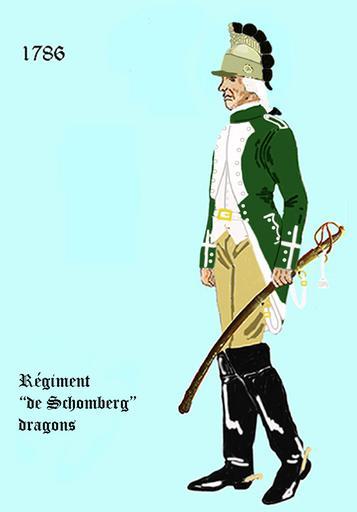 Schomberg dragons 1786.png en Uniform of the french regiment Schomberg Dragons de Uniform des Regiments Schomberg Dragons fr L' uniforme du Régiment Schomberg dragons - casque á la mode dans différentes variations possible own entenier ...