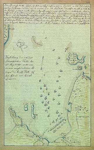 Bm04144am.jpg Scan from Johann Christoph Brotze's book Sammlung verschiedner Liefländischer Monumente Vorstellung der von der Schwedischen Flotte den 2ten May 1790 unternommenen unglücklichen Attaque der Ruß Flotte auf der Rhede vor ...