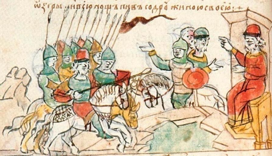 Battle of Liubech (1016). 2.jpeg ru Битва Я� ослава со Святополком под Любечем в 1016 году century 15 Радзивилловская летопись http //radzivilovskaya-letopis ru/index php id 170 ...
