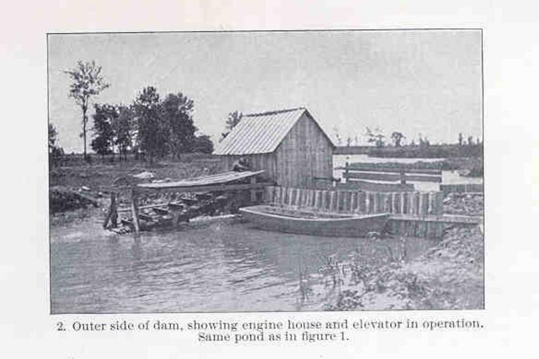 Carp Ponds in Lake Erie Region.jpeg check categories 15 August 2015 4 Carp Ponds in Lake Erie Region Port Clinton Ohio Other side of dam showing engine house and elevator in operation Subject Fish ponds Carp Diversion structures Hydraulic ...