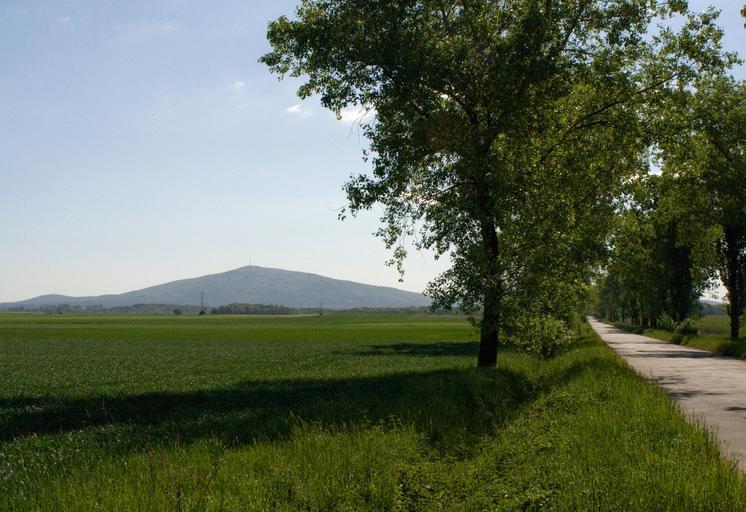 Sleza od strony zachodniej.jpg pl Ślęża - widok z drogi od strony zachodniej own Proch 2009-05-13 Mountains of Poland