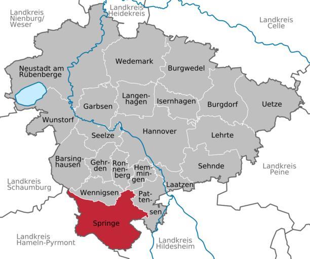 Springe in H.svg DeLocMaps Springe Region Hannover District of Hanover Hanover district La région de Hanovre Région de Hanovre Niedersachsen Lower Saxony Basse-Saxe TUBS/Translation own Adobe Illustrator based on File Lower Saxony ...