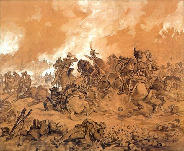 Bitwa pod Raszynem2.jpg Artwork en Battle of Raszyn pl Bitwa pod Raszynem watercolor paper cm 23 32 Warsaw Institution National Museum Warsaw http //www pinakoteka zascianek pl/Kossak_Jul/Images/Bitwa_pod_Raszynem jpg www pinakoteka ...