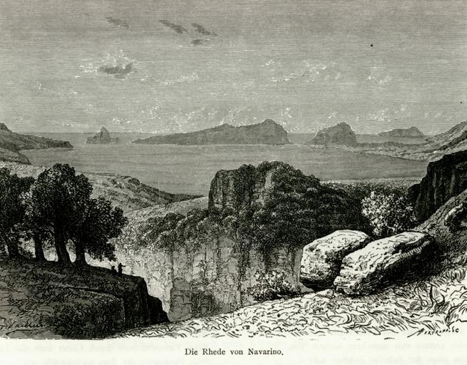 Die Rhede von Navarino - Schweiger Lerchenfeld Amand (freiherr Von) - 1887.jpg en Amand Schweiger von Lerchenfeld Griechenland in Wort und Bild Eine Schilderung des hellenischen Konigreiches Leipzig Heinrich Schmidt Carl Günther 1887 1887 ...