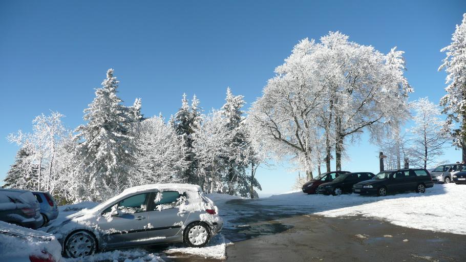 Hochblauen 40.JPG Mountain Hochblauen of the Black Forest near Badenweiler Own 2009-01-01 Brücke-Osteuropa Blauen Badenweiler Snow in Landkreis Lörrach Winter 2008-2009 in Landkreis Lörrach Hoar frost in Baden-Württemberg