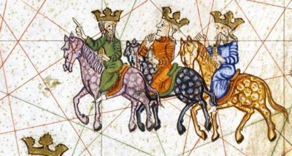 Rois mages.jpg les rois mages From 14th-century cartographer Abraham Cresques or related Cf Image Delli jpeg PD-old Catalan Atlas Journey of the Three Wise Men