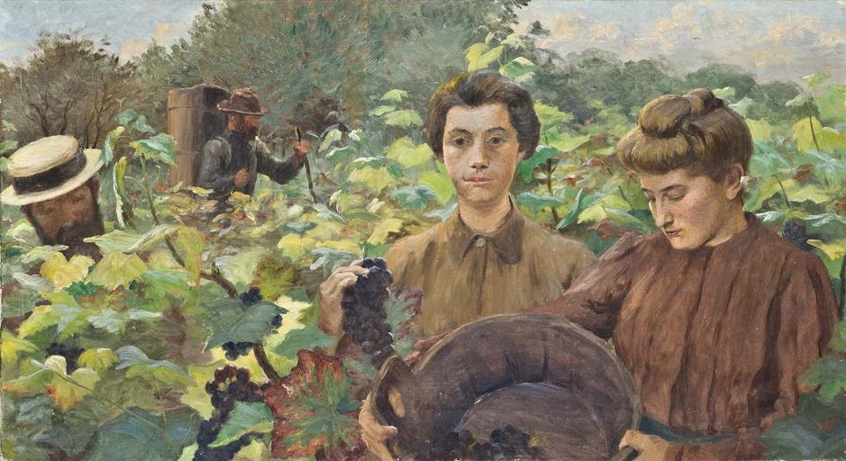 Allegories of the Four Seasons by Georges Girardot, Les Vendages.jpg en Allegories of the Four Seasons by Georges-Marie-Julien Girardot Les Vendages oil on canvas Ottocento Ltd Petwoth West Sussex England Georges-Marie-Julien Girardot ...