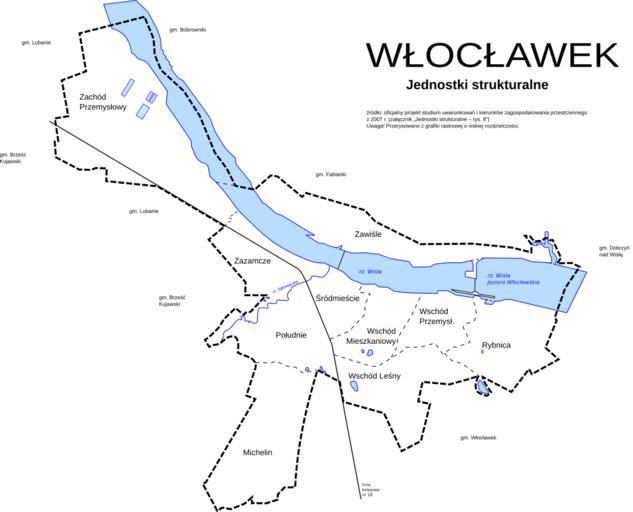 Wloclawek - Jednostki strukturalne - 2007.svg en Wloclawek - Land use planning - Wloclawek districts pl oficjalny projekt studium uwarunkowań i kierunków zagospodarowania przestrzennego z 2007 r załącznik �Jednostki strukturalne � rys 8 ...