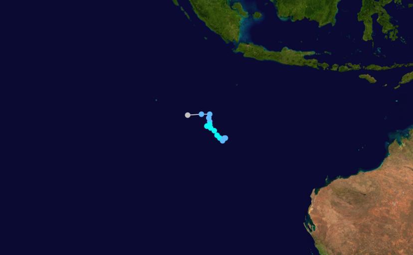 Marcia 2000 track.png Track map of Tropical Cyclone Marcia of the 1999 �00 Australian region cyclone season The points show the location of the storm at 6-hour intervals The colour represents the storm's maximum sustained wind speeds as ...