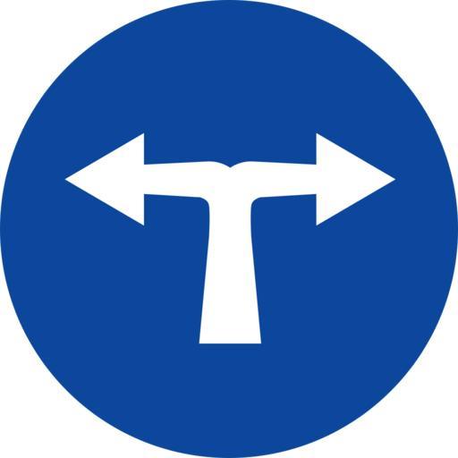 Road-sign-p50.svg en Direction to be followed Turn left or right Road Sign in Greece own Peeperman 2010-04-27 Diagrams of regulatory road signs of Greece SVG road signs in Greece Turn left or right road signs