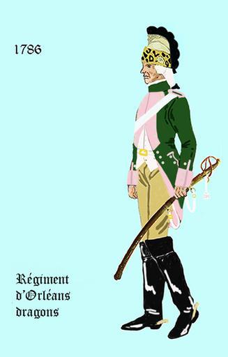 Orléans dragons 1786.png en Uniform of the french regiment Dragons d' Orleans de Uniform des Regiments Dragons d' Orleans fr L' uniforme du Régiment d'Orleans dragons - casque á la mode dans différentes variations possible own Centenier ...