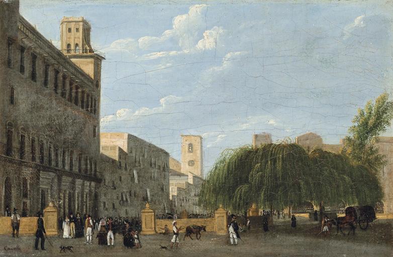 ...Figures in an Italianate Square' by Giuseppe Canella the Elder.jpg en Figures in an Italianate Square by Giuseppe Canella the Elder oil on canvas 29 x 21 5 in Ottocento Ltd Petwoth West Sussex England Giuseppe Canella the Elder ...