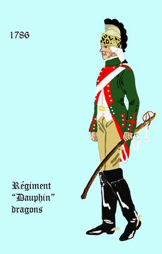 Dauphin dragons 1786.png en Uniform of the french regiment Dauphin Dragons de Uniform des Regiments Dauphin Dragons fr L' uniforme du Régiment Dauphin dragons - casque á la mode dans différentes variations possible own User Centenier ...