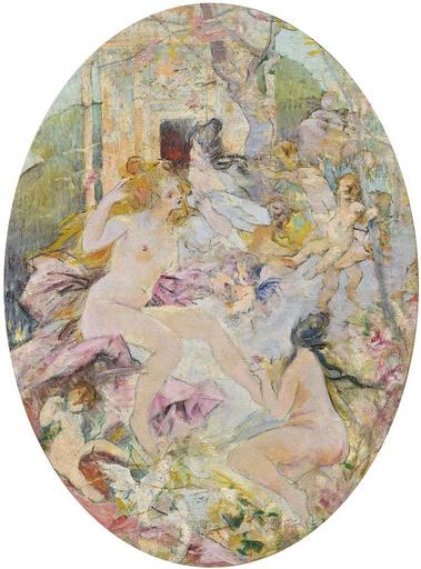 Alexandre Claude Louis Lavellay.jpg en A Cythere by Alexandre Claude Louis Lavellay oil on canvas 21¼ x 15¾ in Ottocento Ltd Petwoth West Sussex England Alexandre Claude Louis Lavellay PD-US-unpublished PD-old-auto 1927 Alexandre Claude ...