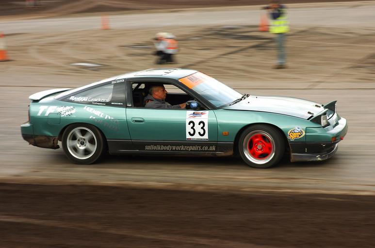 Phil Cracknell 200SX.JPG en Phil Cracknell's 200SX drift car at the Norfolk Arena 2013-10-12 own Lewis Collard 2013-10-12 52 43 47 43 N 0 23 19 71 E region GB Nissan 200SX S13 in competition Norfolk Arena Drift Team Taken with Nikon D2Hs ...