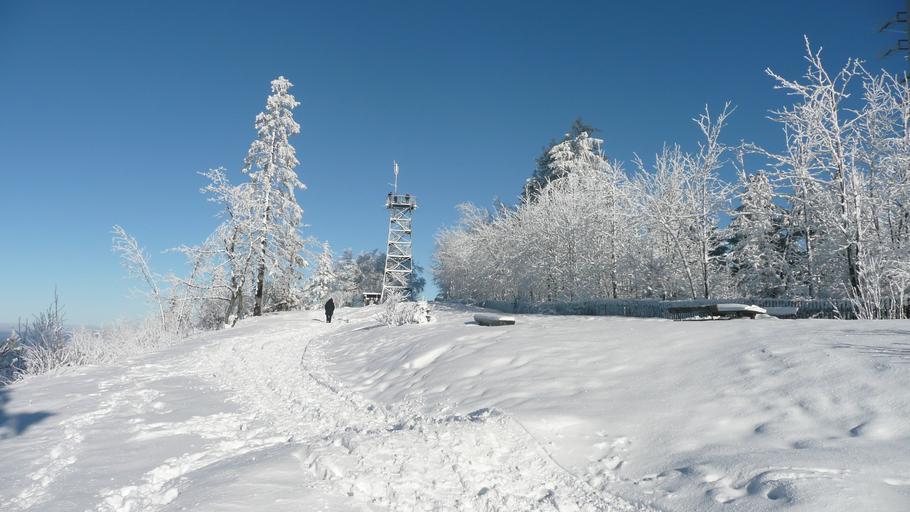 Hochblauen 27.JPG Mountain Hochblauen of the Black Forest near Badenweiler Own 2009-01-01 Brücke-Osteuropa Blauen Badenweiler Snow in Landkreis Lörrach Winter 2008-2009 in Landkreis Lörrach Hoar frost in Baden-Württemberg