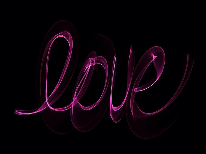 neon love glowing writing romance romantic pink purple black smoky smoke text word graphic written valentine glow art decorative ornate clip-art image