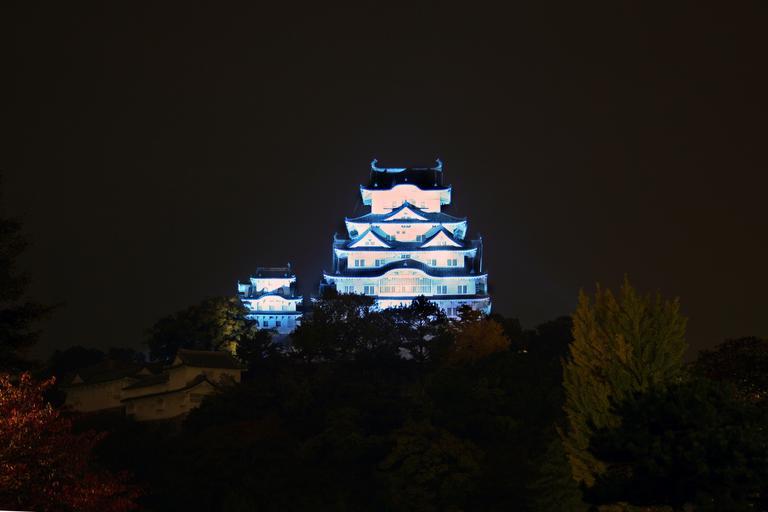 Blue Himeji Castle at night 01.jpg ja 2008年11� �14日の� � �� �世界糖尿病デー� �のテーマカラーのブルーにライトアップされた姫路城� � 大手前広場にて正� �から撮影� � Own Corpse Reviver 2008-11-14 ...