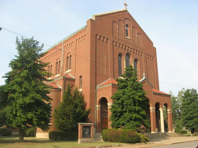 St. Benedict's Cathedral in Evansville.jpg 89001426 37 58 13 N 87 32 27 W Front and western side of the w St Benedict Cathedral Evansville Indiana Cathedral of St Benedict located at 1320 Lincoln Avenue in Evansville Indiana Evansville ...