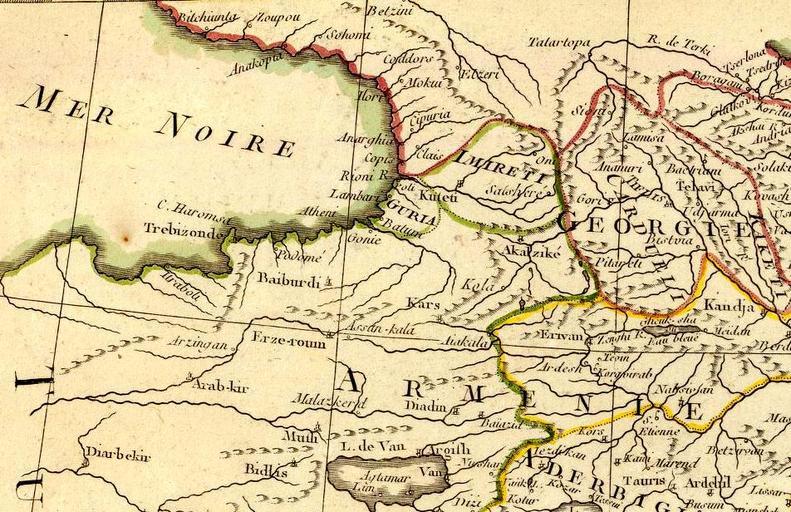 Rigobert Bonne. Perse. 1787 (C).jpg 100 style background-color transparent; - valign top 400px en Carte de l'Empire de Perse Projettee et assujettie aux observations astron par Mr Bonne Hydrographe du Roi A Paris Chez Lattre Graveur ...