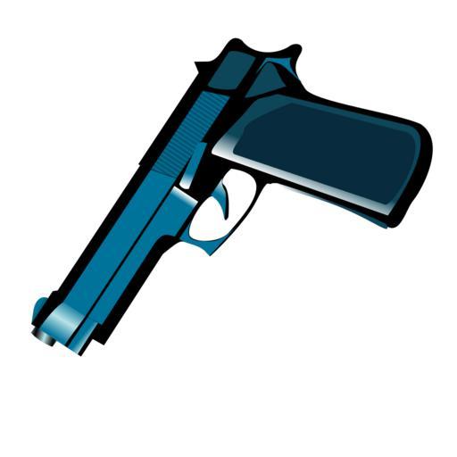 gun weapon metallic blue pointing down