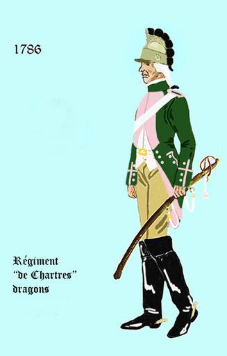 Chartres dragons 1786.png en Uniform of the french regiment Chartres Dragons de Uniform des Regiments Chartres Dragons fr L' uniforme du Régiment Chartres dragons - casque á la mode dans différentes variations possible own Centenier 2014 ...
