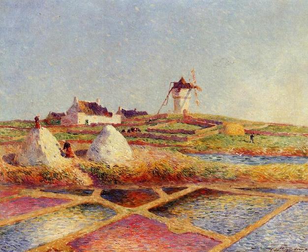 Ferdinand du - Landscape with Mill near the Salt Ponds.jpeg Oil painting reproduction of Ferdinand du Puigaudeau http //www paintingall com/simple_view php cat 2250 page 1 PaintingAll 1902 Ferdinand du Puigaudeau 1864-1930 Reproduction of a ...