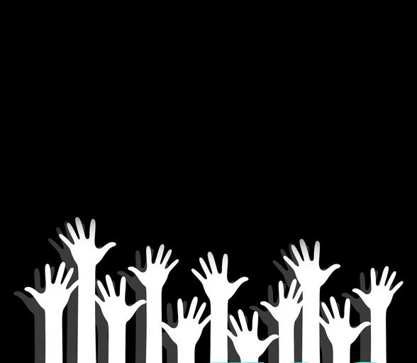 volunteer help service volunteering charity support community voluntary assist teamwork supportive diversity group giving work care people office team white hands black background