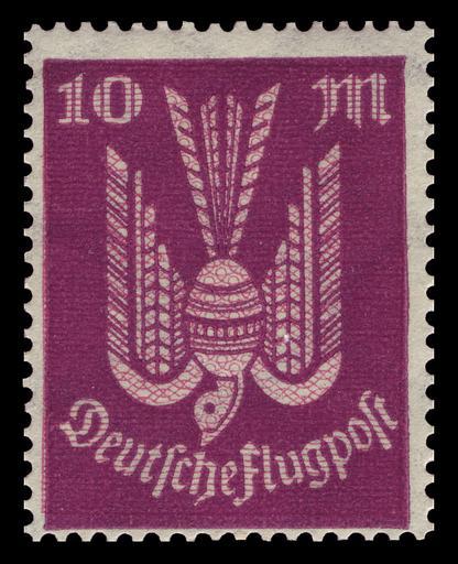 DR 1923 235 Flugpost Holztaube.jpg / Briefmarkenbeschreibung de Flugpost-Markenserie Holztaube en airmail stamp series wooden dove Ausgabepreis 10 Mark First Day of Issue / Erstausgabetag 28 Februar 1923 Michel-Katalog-Nr 235 Deutsches ...