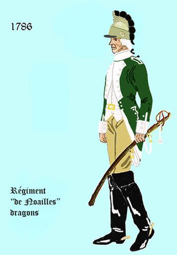 Noailles dragons 1786.png en Uniform of the french regiment Noailles Dragons de Uniform des Regiments Noailles Dragons fr L' uniforme du Régiment Noailles dragons - casque á la mode dans différentes variations possible own Centenier 2014 ...