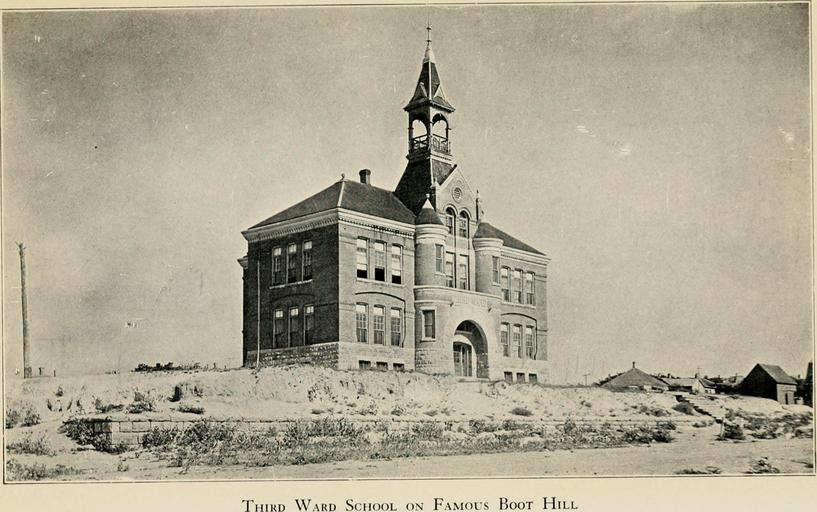 Third Ward School, Dodge City KS (14782851522).jpg Third Ward School - second building erectet in 1890 and used until 1927 when it was torn down and replaced by Lincoln School at another location The first school building was opend at Feb ...