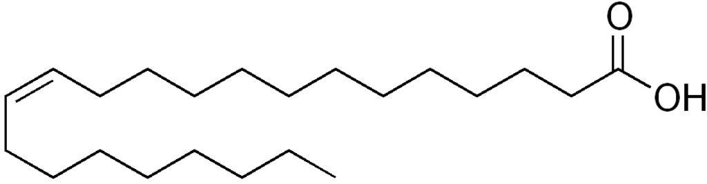Erucic acid.png Chemical structure of erucic acid Own User Edgar181 Edgar181 Monounsaturated fatty acids Cis fatty acids