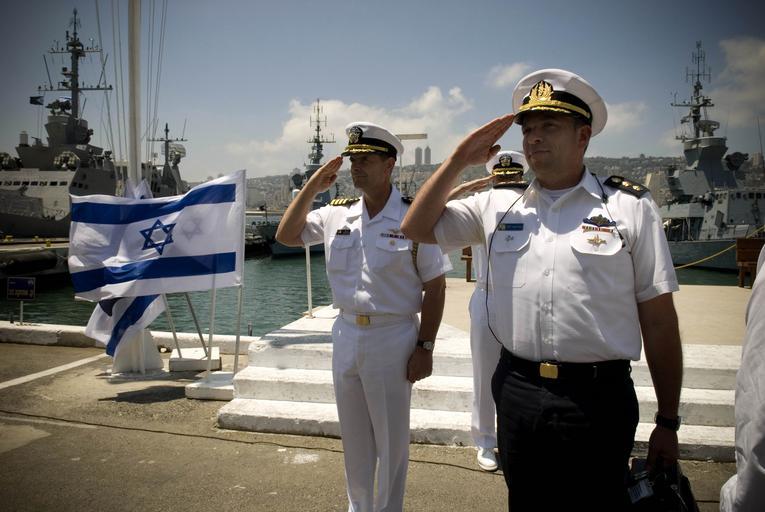 Navy 080621-N-8273J-115 Capt. Bill Moran, left, and Israeli Navy Capt. Azarel Ram render honors during an honors ceremony for Chief of Naval Operations (CNO) Adm. Gary Roughead.jpg en HAIFA NAVAL BASE Israel June 21 2008 Capt Bill Moran ...