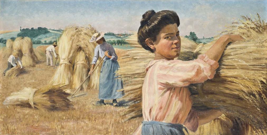 Allegories of the Four Seasons by Georges Girardot, La Moisson (Harvest).jpg en Allegories of the Four Seasons by Georges-Marie-Julien Girardot La Moisson Harvest oil on canvas Ottocento Ltd Petwoth West Sussex England Georges-Marie-Julien ...