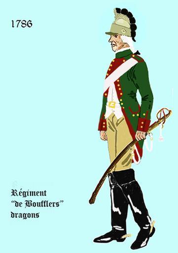 Boufflers dragons 1786.png en Uniform of the french regiment Boufflers Dragons de Uniform des Regiments Boufflers Dragons fr L' uniforme du Régiment Boufflers dragons - casque á la mode dans différentes variations possible own Centenier ...
