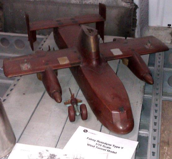 Fairey rotodyne wind tunnel model.jpg en 1/15 scale wind tunnel model of the Fairey Rotodyne Taken at The Helicopter Museum Weston-Super-Mare own Spoonfrog 2011-09-10 Cc-zero Wind tunnel models of propeller aircraft The Helicopter Museum ...