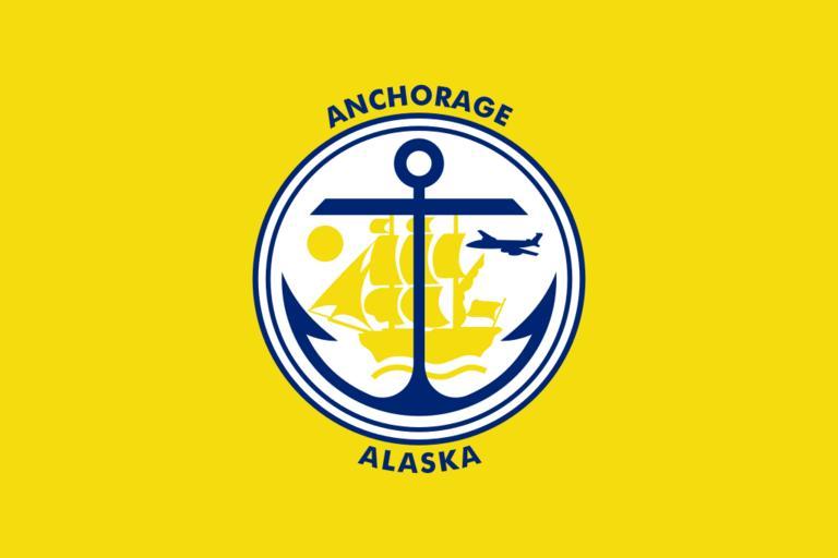 Flag of Anchorage, Alaska.svg Flag of en Anchorage Alaska Image created by uploader based on previous raster image Own 1980 Dyfsunctional PD-US-1978-89 Dyfsunctional Anchorage Alaska Blue white yellow flags Flags of Alaska Flags with ...