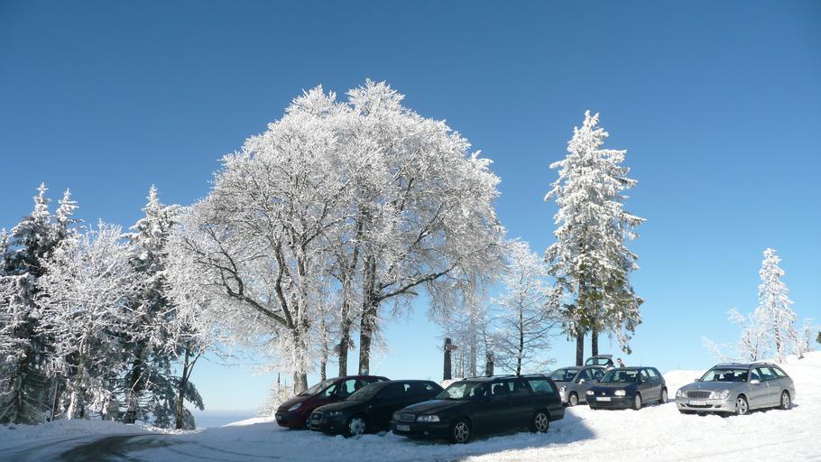 Hochblauen 41.JPG Mountain Hochblauen of the Black Forest near Badenweiler Own 2009-01-01 Brücke-Osteuropa Blauen Badenweiler Snow in Landkreis Lörrach Winter 2008-2009 in Landkreis Lörrach Hoar frost in Baden-Württemberg
