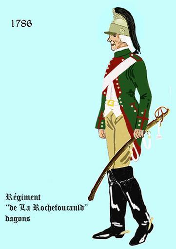 Rochefoucauld dragons 1786.png en Uniform of the french regiment La Rochefoucauld Dragons de Uniform des Regiments La Rochefoucauld Dragons fr L' uniforme du Régiment La Rochefoucauld dragons - casque á la mode dans différentes ...