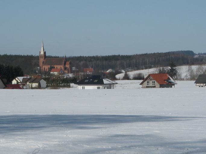 PanoramaBrąswałd1.JPG pl Panorama Brąswałdu - widok od strony Dywit own Wesoły Geodeta Brąswałd Saint Catherine of Alexandria church in Brąswałd