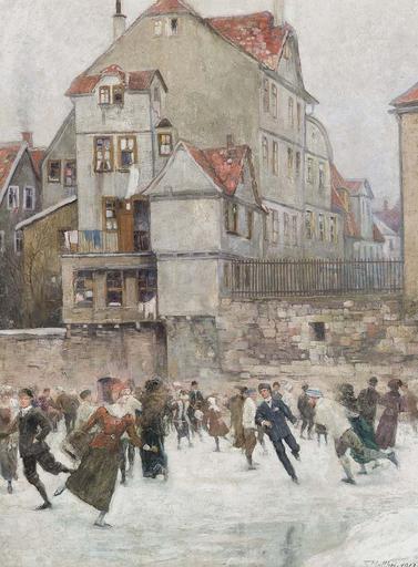 ...The Skaters' by Theodor Matthei, 1913.jpg en The Skaters by Theodor Matthei 1913 oil on canvas 100 5 x 74 cm Ottocento Ltd Petwoth West Sussex England Theodor Matthei 1913 PD-US-unpublished PD-old-auto 1920 Theodor Matthei Paintings of ice ...
