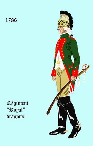 Royal dragons 1786.png en Uniform of the french regiment Royal Dragons de Uniform des Regiments Royal Dragons fr L' uniforme du Régiment Royal dragons - casque dans différentes variations possible own User Centenier 2014 Cc-zero Uniforms ...