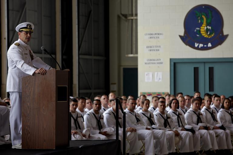 Navy 100513-M-7045P-007 Rear Adm. William F. Moran addresses the audience during a change of command ceremony at Marine Corps Air Station Kaneohe Bay.jpg en KANEOHE BAY Hawaii May 13 2010 Rear Adm William F Moran commander of the Patrol and ...