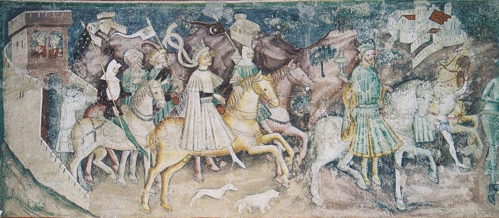 Zweinitz - Zug der heiligen drei Könige.jpeg Zug der Heiligen drei Könige fresco   Zweinitz Pfarrkirche repro from artbook author PD-old Other versions Gothic frescos in Carinthia Zweinitz Paintings of the Three Wise Men in Carinthia ...