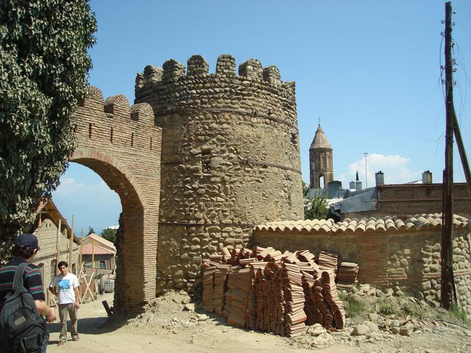 Old walls of Sighnaghi under reconstruction.JPG Sighnaghi Georgia own 2007 Kober Sighnaghi Bell towers in Georgia walls in Georgia Reconstruction architecture in Georgia