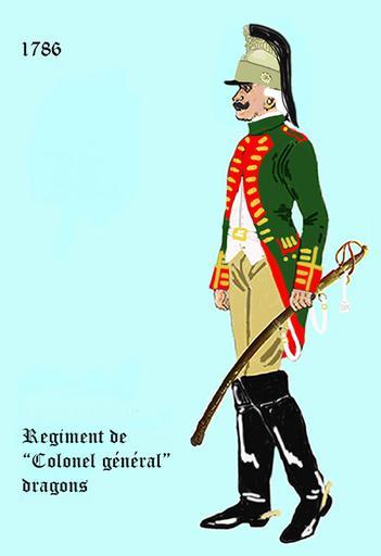 Col gén dragons 1786.png en Uniform of the french dragoon regiment Colonel général de Uniform des Dragoner regiments Colonel général fr L' uniforme du Régiment Colonel Général dragons own User Centenier 2014 Cc-zero Uniforms of ...