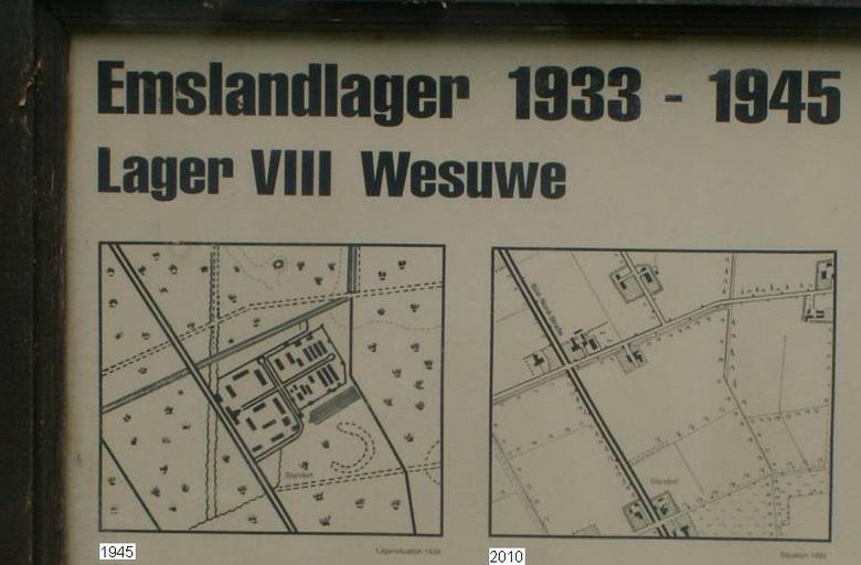 Kamp Wesuwe 1.jpg nl Kamp Wesuwe KZ Wesuwe - Lageplan von 1945 und Vergleichskarte von 2010 own DennisPeeters Wesuwe concentration camp