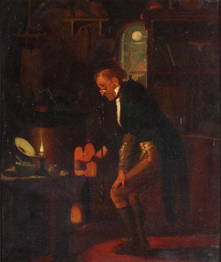 ...Cooking Supper' by Louis Toussaint.jpg en Cooking Supper by Louis Toussaint oil on canvas 31 8 x 27 cm Ottocento Ltd Petwoth West Sussex England Louis Toussaint Louis Toussaint PD-old-100