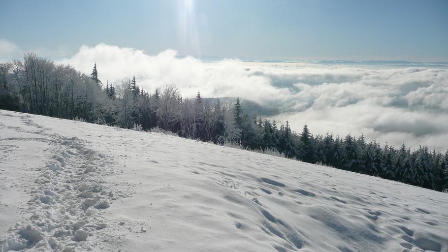 Hochblauen 21.JPG Mountain Hochblauen of the Black Forest near Badenweiler Own 2009-01-01 Brücke-Osteuropa Blauen Badenweiler Views from Hochblauen Snow in Landkreis Lörrach Winter 2008-2009 in Landkreis Lörrach